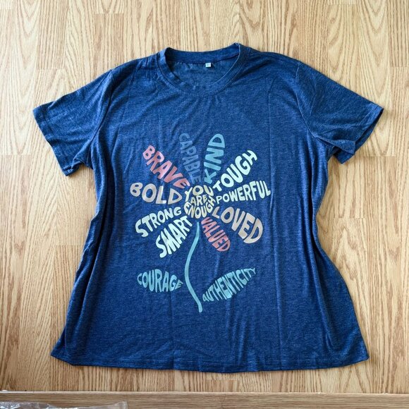 Floral Inspirational Graphic T Shirt Size XL You Are Enough Positive Word Art - Picture 2 of 8